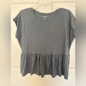 LOFT Women's Army Green Short Sleeve Peplum Top